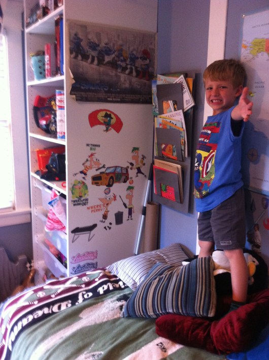 Ta-da! T's finished with his third room re-do, all made easy and fun thanks to RoomMates wall decals.