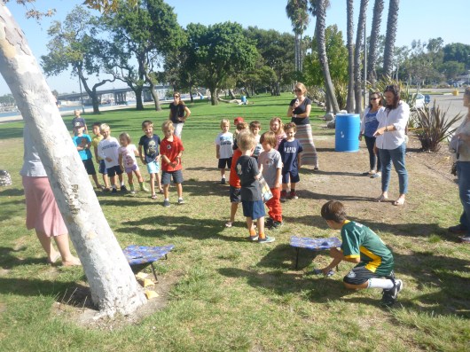 The kids had a great time trying to "destroy the Death Star" by getting their bean bags through the holes on the boards!