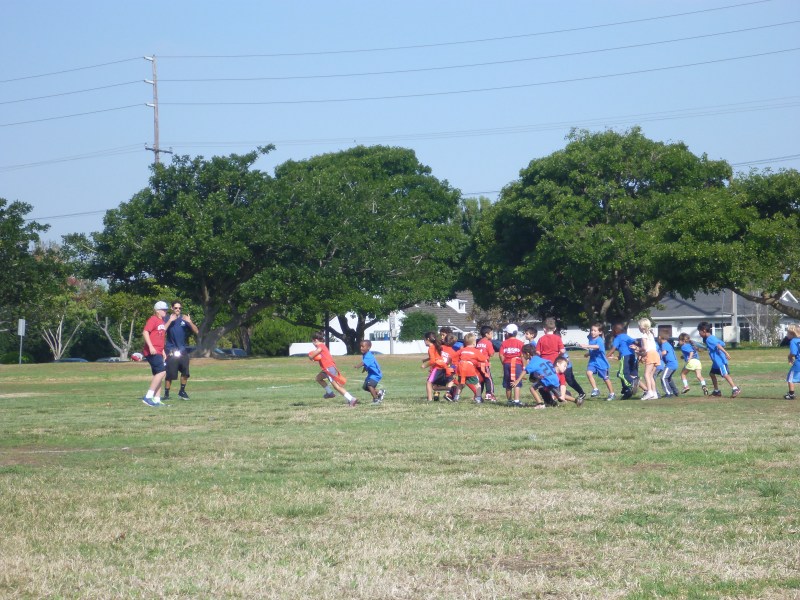 Game on! T's first flag football game gets off to a crashing-good start!