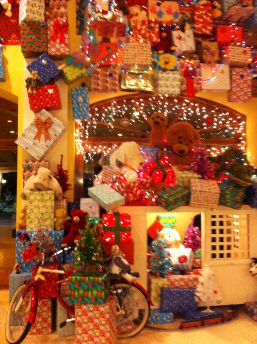 I call this, "Toys for Tots." Really though it's just the lobby at the Santa Ynez Valley Marriott all dressed up for Christmas!
