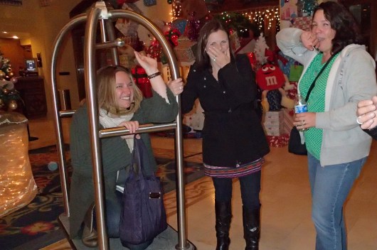 Why do I always wind up on some sort of wheeled cart after an episode of, um, celebration?!