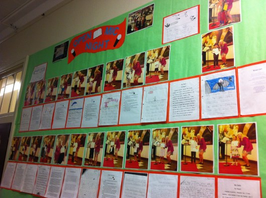 All of the writings have been on display at school as part of the reward for being chosen to participate in Open Mic Night.