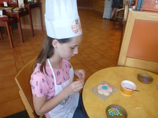 This girl was the oldest of our group (12), and Panera staff were ready to hire her on the spot. Check out her beautiful cookie!