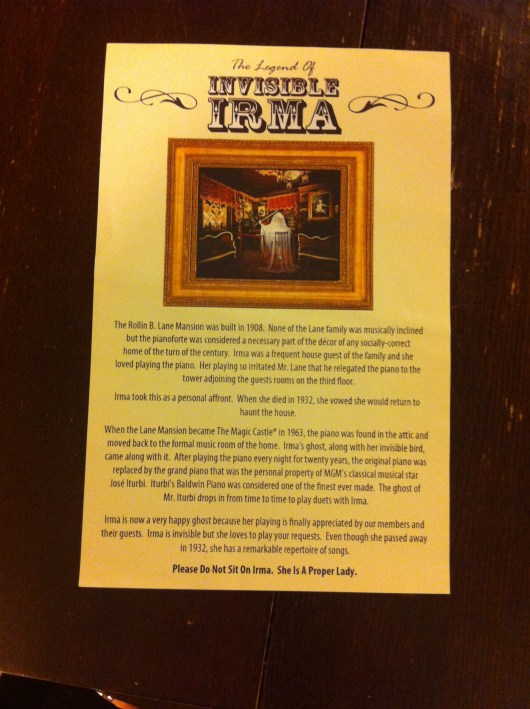 While photos of Invisible Irma weren't permitted (she is invisible after all!), we did get to bring home some back-story on how Irma came into being. Oh, and a note to all those tween-agers at The Castle from our visit: She can play many other songs than just "Let It Go" (and you could have at least requested the Idina Menzel version, not Demi Lovato's... ugh).