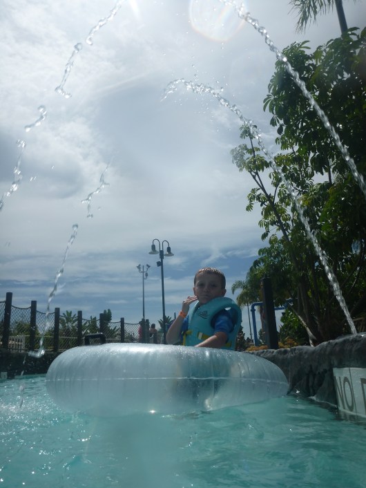 I think T is pondering why he is having to wear this life vest....