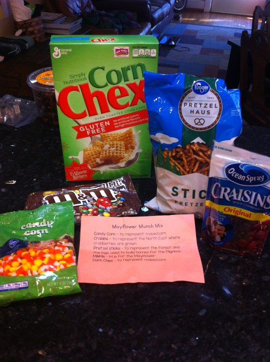 All you and/or the kid(s) need to make Mayflower Munch Mix.