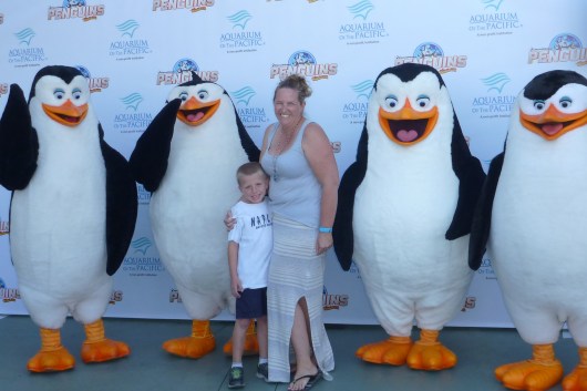 T and I with the Penguins of Madagascar during a special event at the Aquarium of the Pacific.