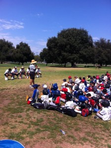 "Grandpa" wraps up another fun day at Tom Hicks Baseball Camps.