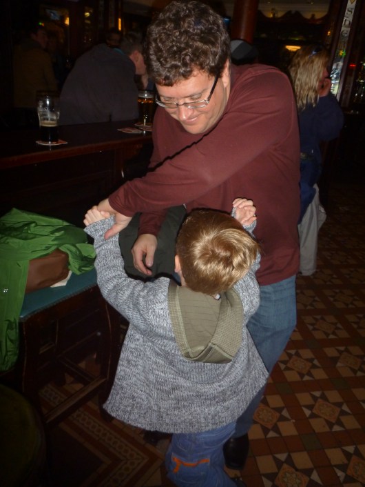 T and C doing a jig at The Quays Bar on Temple Bar, Dublin.
